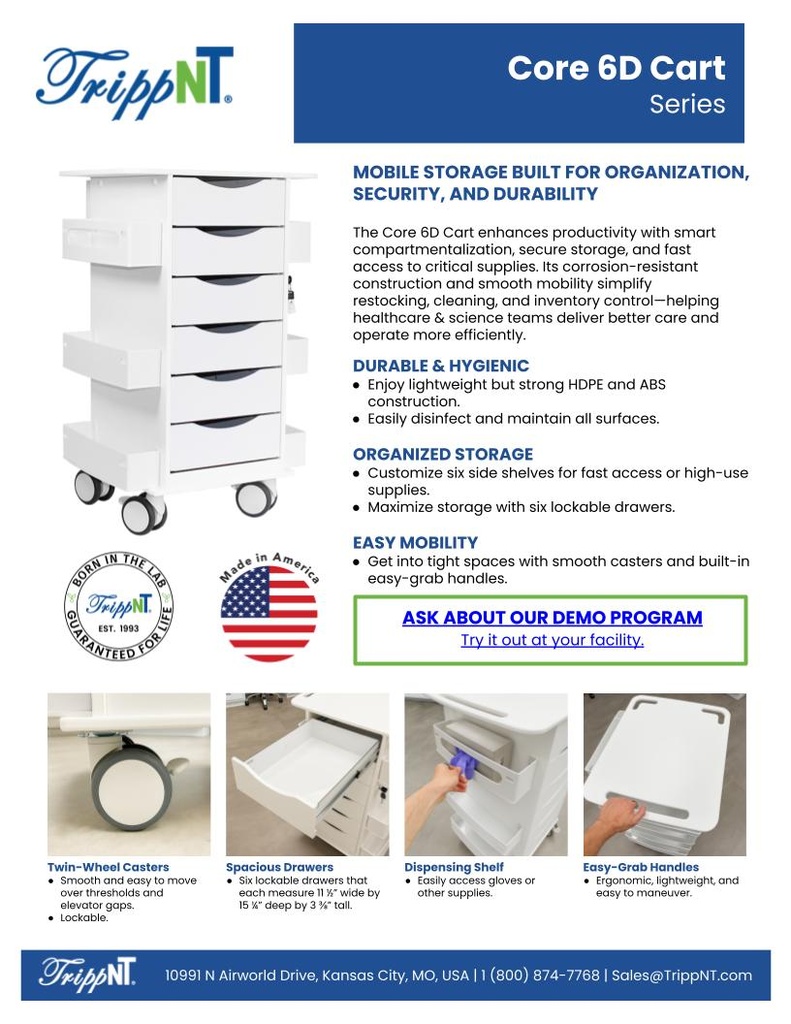 Core 6D Cart with White Drawers | TrippNT